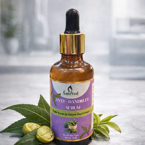 Home anirved anti dandruff serum with neem and green tea (50ml) – natural scalp treatment