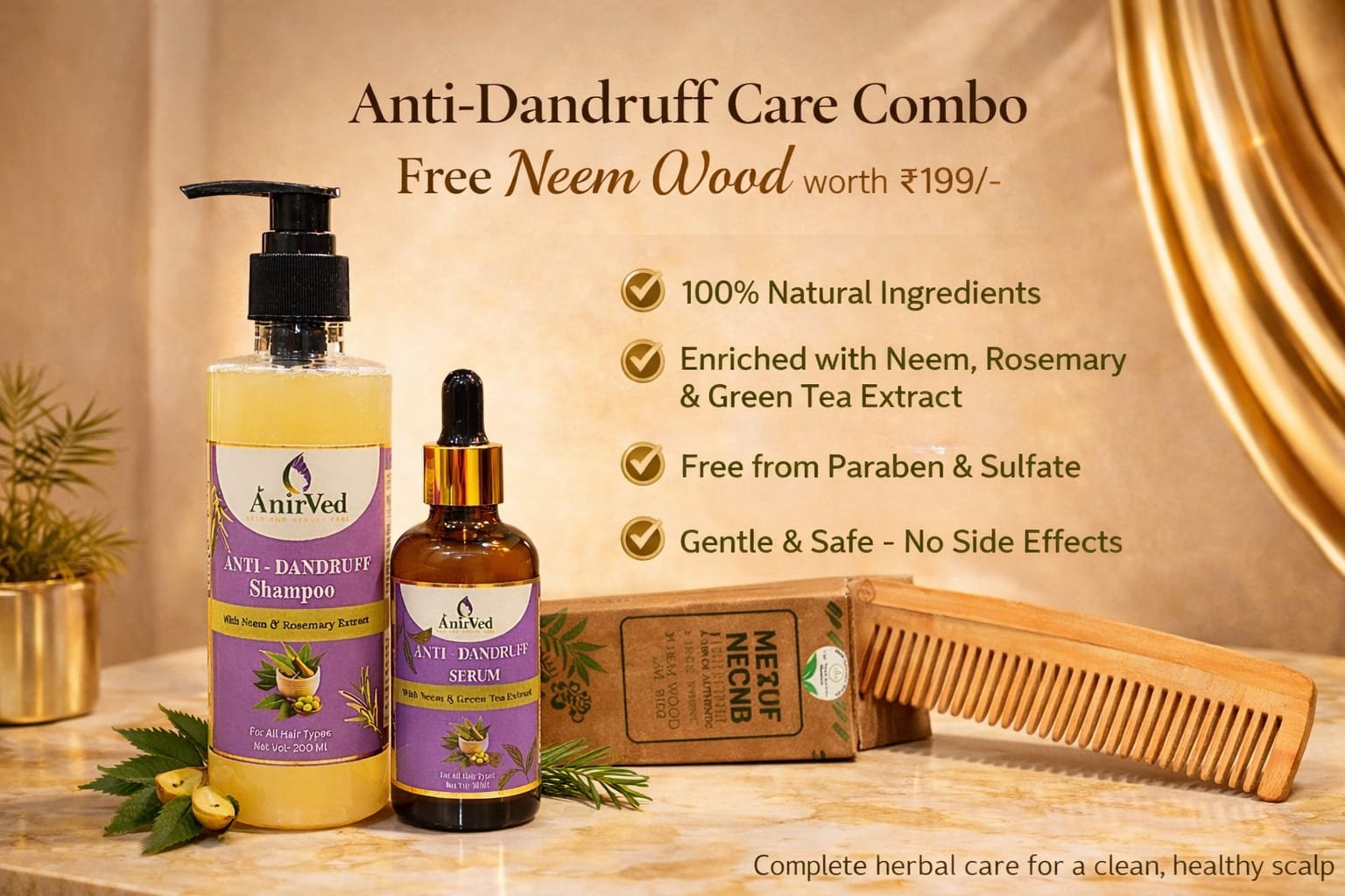 anirved anti dandruff combo: herbal shampoo (200ml) & scalp serum (50ml) anirved anti dandruff combo: herbal shampoo (200ml) & scalp serum (50ml)